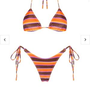 Striped Orange and Brown Bikini Set